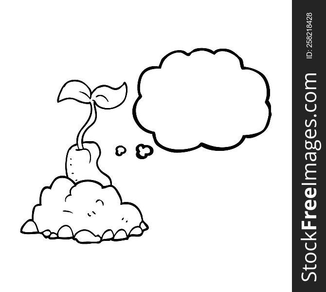 Thought Bubble Cartoon Sprouting Seed