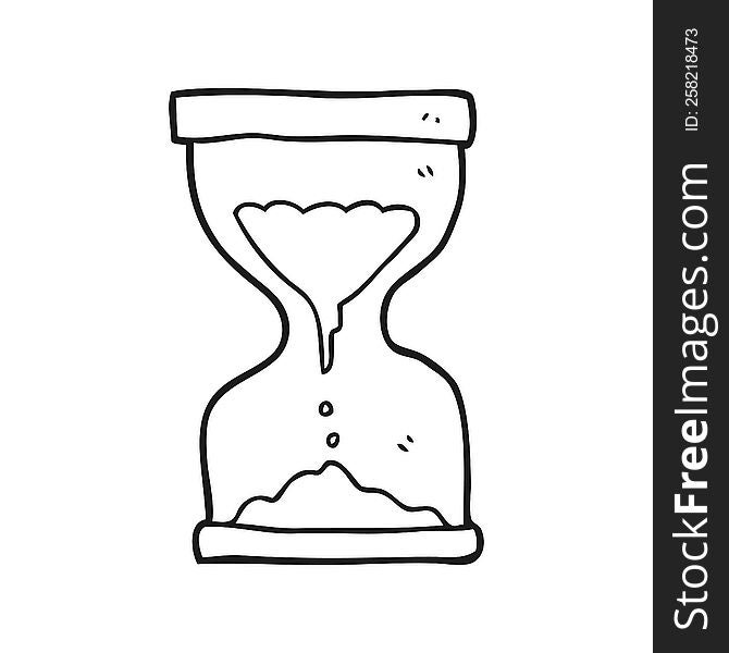 freehand drawn black and white cartoon sand timer hourglass