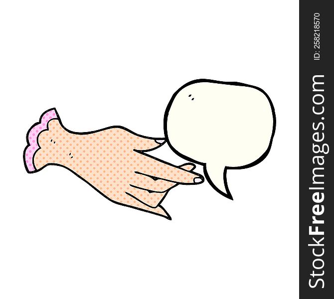 freehand drawn comic book speech bubble cartoon hand