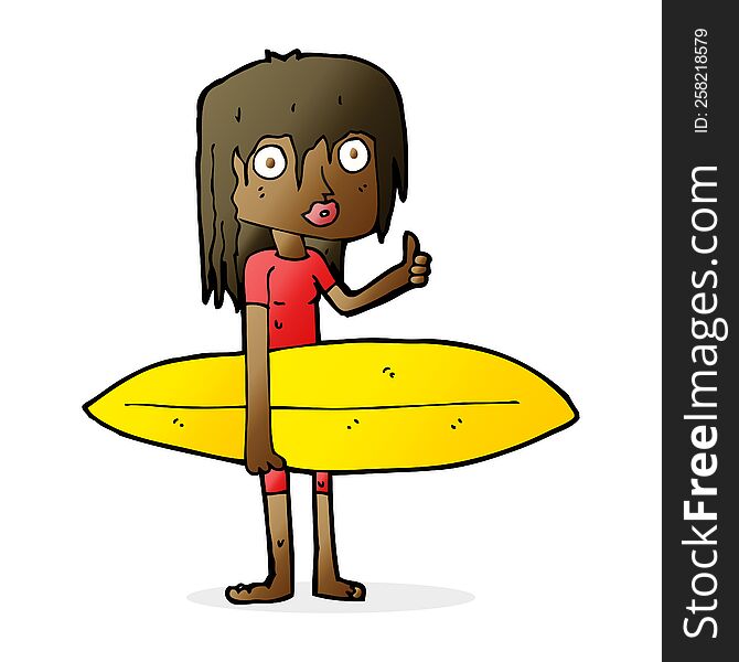 cartoon surfer girl