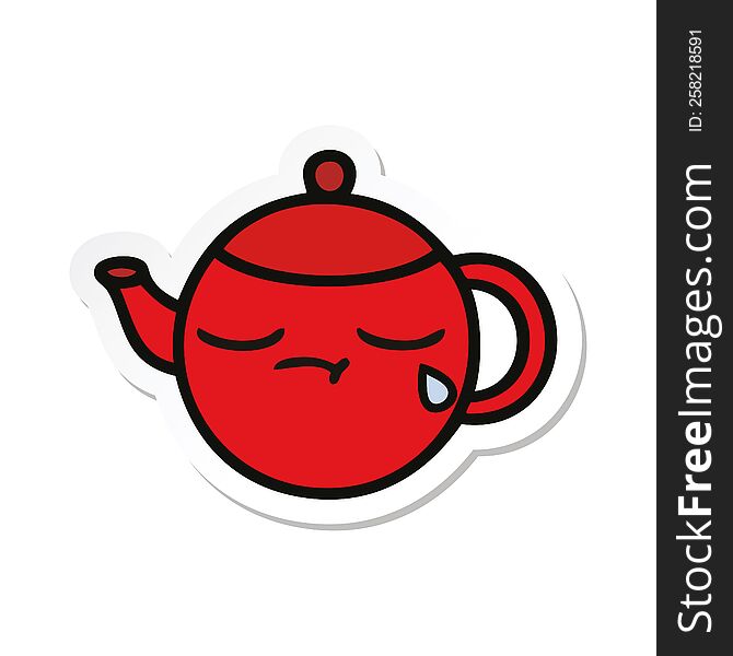 Sticker Of A Cute Cartoon Teapot