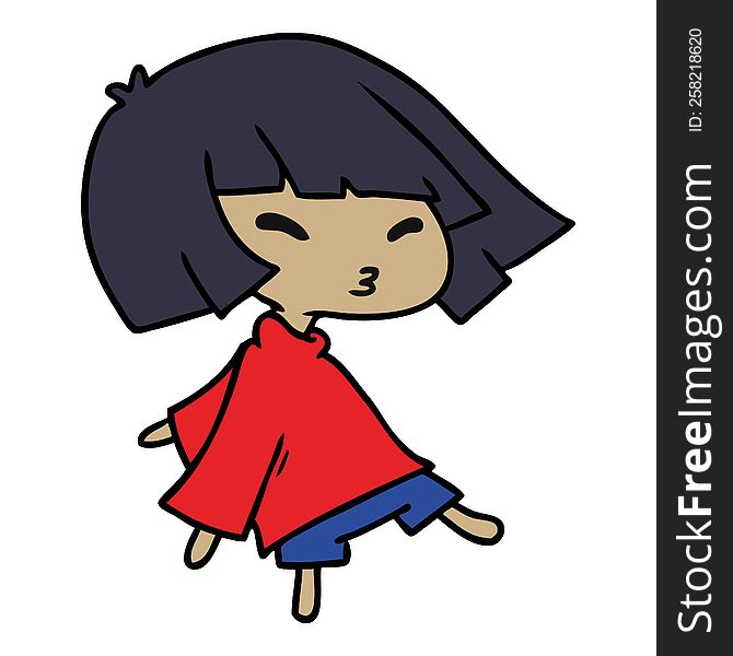 cartoon illustration of a cute kawaii girl. cartoon illustration of a cute kawaii girl