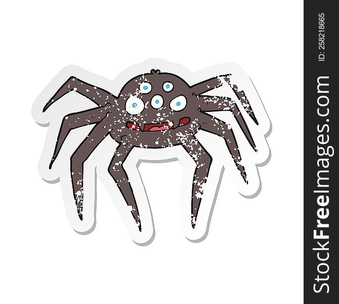 Retro Distressed Sticker Of A Cartoon Spider