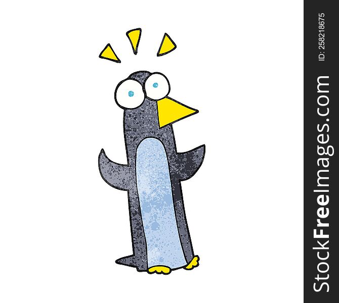 Textured Cartoon Surprised Penguin