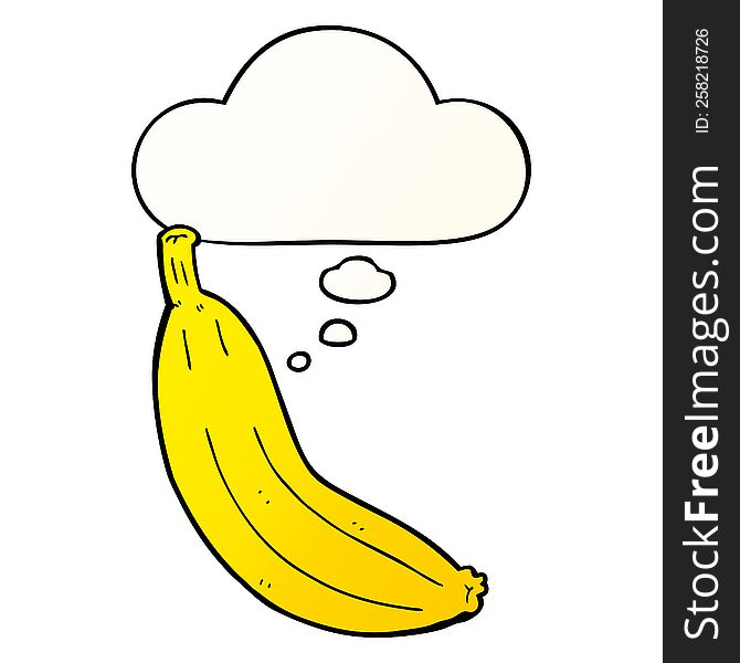cartoon banana with thought bubble in smooth gradient style