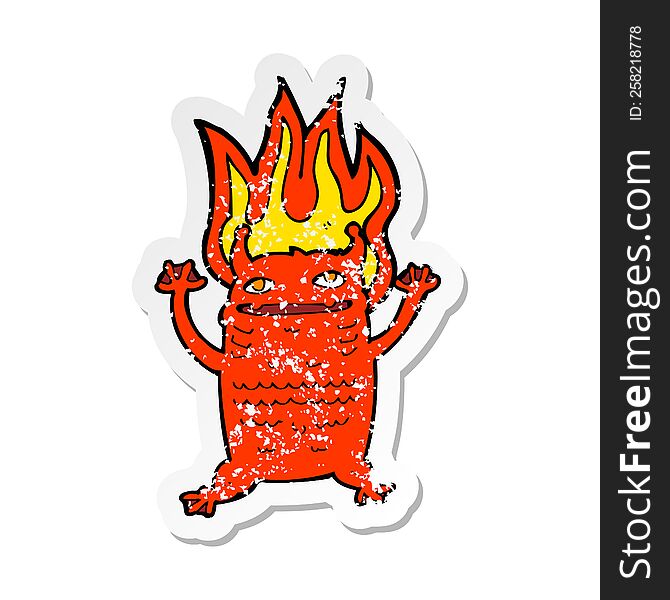 Retro Distressed Sticker Of A Cartoon Little Monster