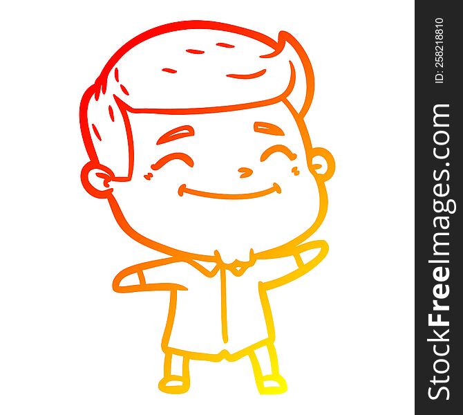 Warm Gradient Line Drawing Happy Cartoon Man