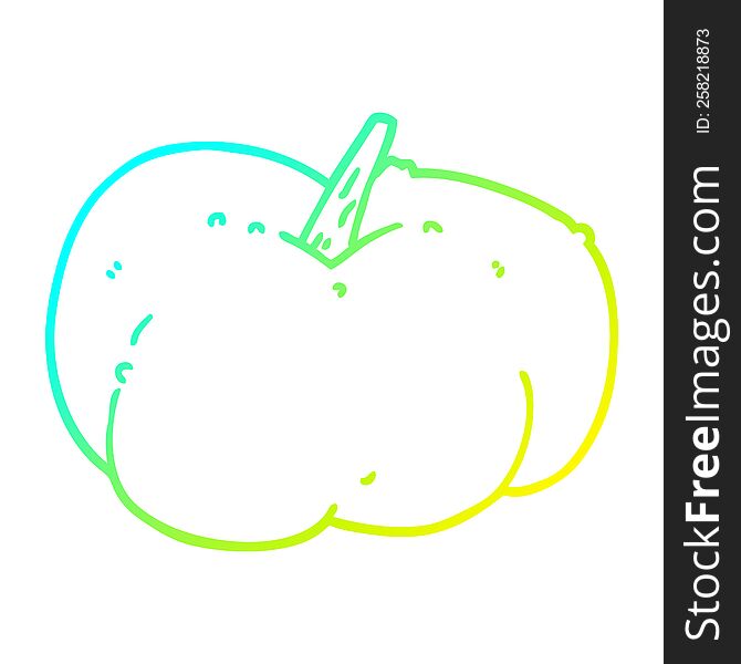 Cold Gradient Line Drawing Cartoon Pumpkin Squash