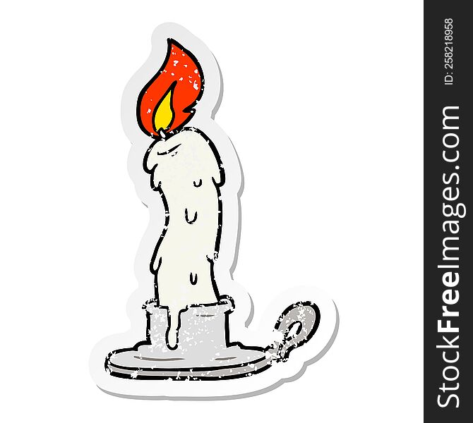 distressed sticker of a cartoon candle