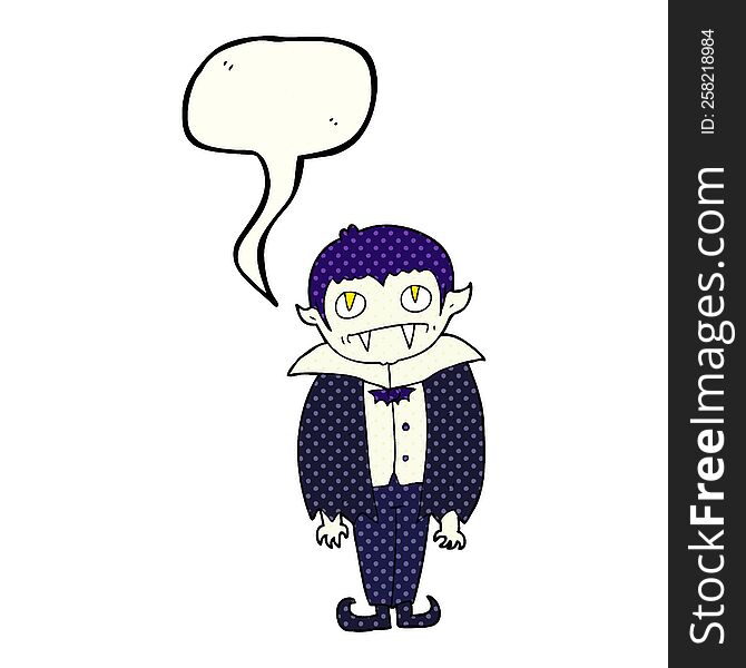 Comic Book Speech Bubble Cartoon Vampire Boy