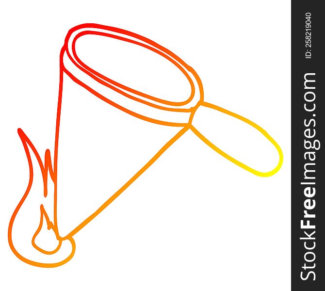 warm gradient line drawing of a cartoon magnifying glass