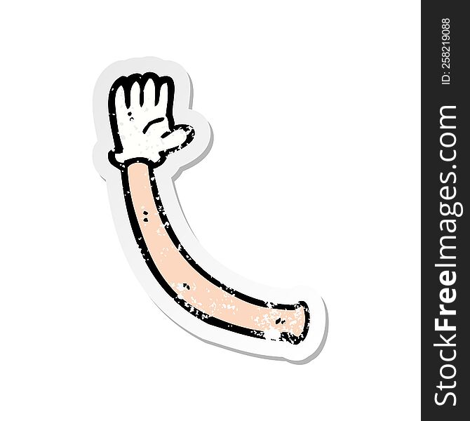 Retro Distressed Sticker Of A Cartoon Arm