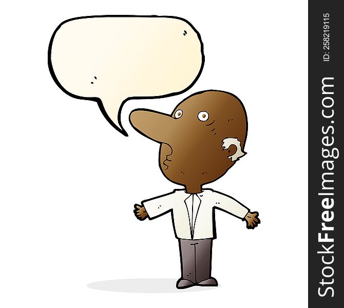 cartoon confused middle aged man with speech bubble