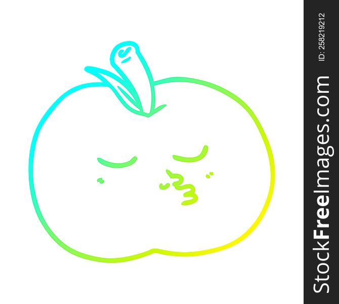 cold gradient line drawing of a cartoon high quality apple