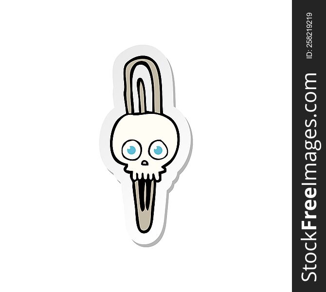 sticker of a cartoon skull hairclip