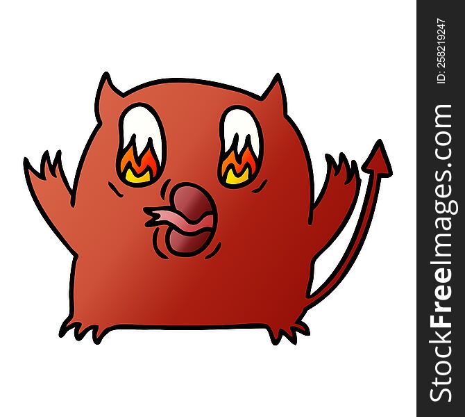 Gradient Cartoon Of Cute Kawaii Red Demon