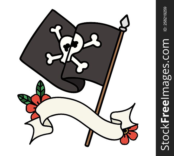 tattoo with banner of a pirate flag