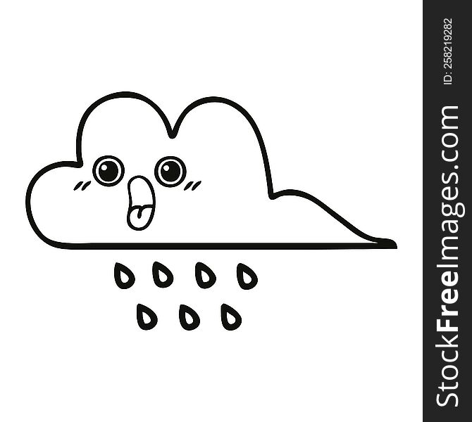 line drawing cartoon of a rain cloud