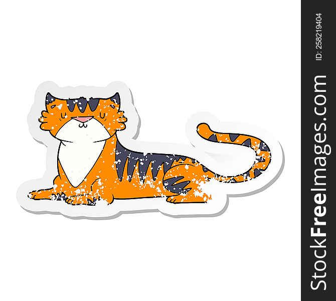 distressed sticker of a cartoon tiger