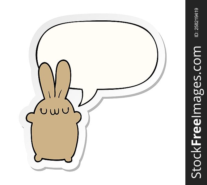 Cartoon Rabbit And Speech Bubble Sticker