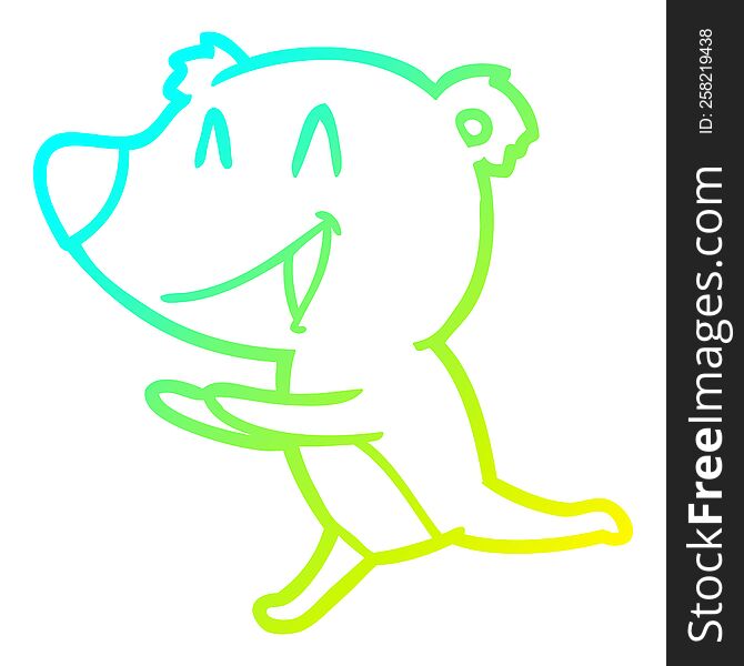 Cold Gradient Line Drawing Running Bear Cartoon