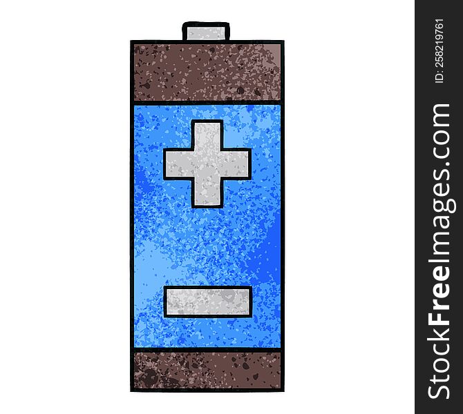 Retro Grunge Texture Cartoon Electrical Battery