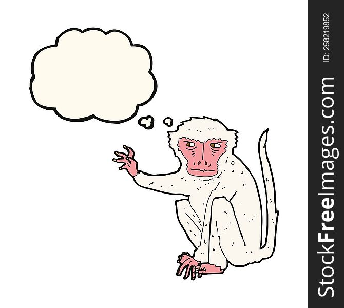 cartoon evil monkey with thought bubble