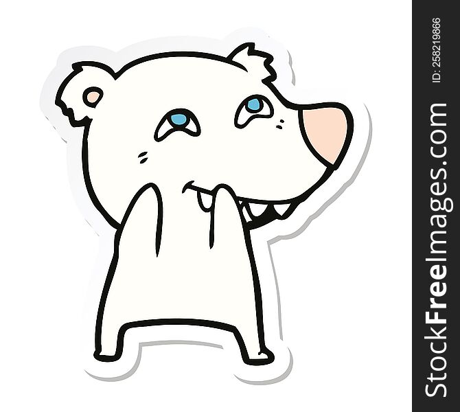 sticker of a cartoon polar bear showing teeth