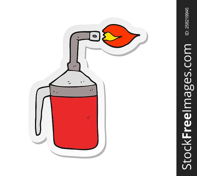 Sticker Of A Cartoon Blow Torch