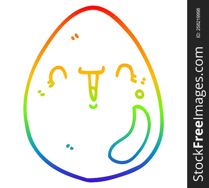Rainbow Gradient Line Drawing Cartoon Egg