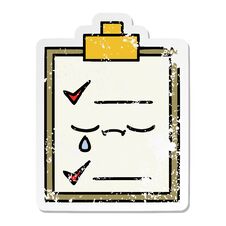 Distressed Sticker Of A Cute Cartoon Check List Stock Image