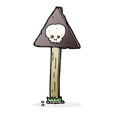 Cartoon Spooky Skull Signpost Royalty Free Stock Photo