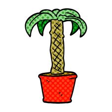 Cartoon Doodle Potted Plant Stock Photo