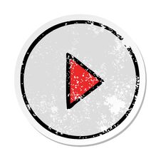 Distressed Sticker Of A Cute Cartoon Play Button Stock Photography