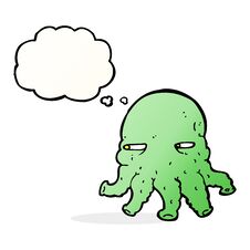 Cartoon Alien Face With Thought Bubble Royalty Free Stock Photos