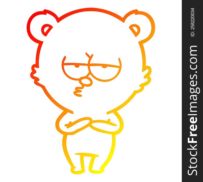 Warm Gradient Line Drawing Bored Bear Cartoon