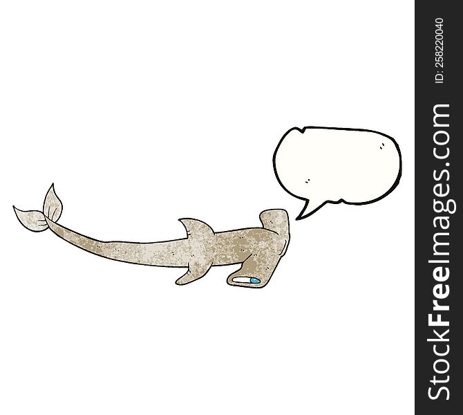 Speech Bubble Textured Cartoon Hammerhead Shark