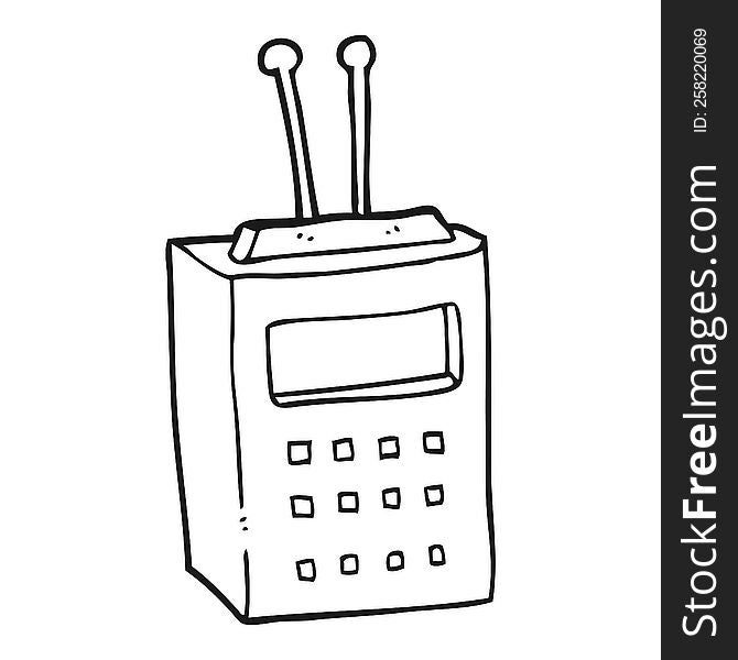 freehand drawn black and white cartoon scientific device