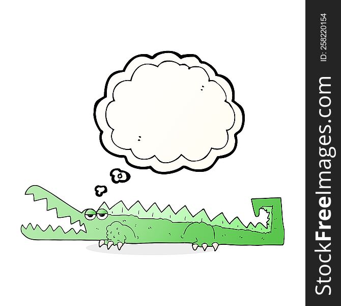 freehand drawn thought bubble cartoon crocodile