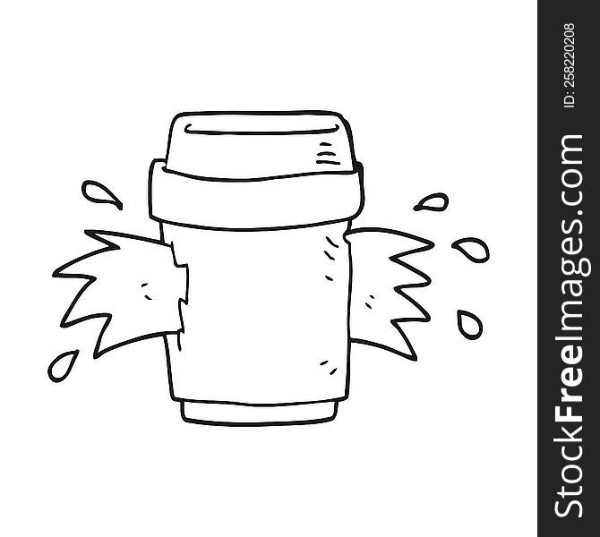 Black And White Cartoon Exploding Coffee Cup
