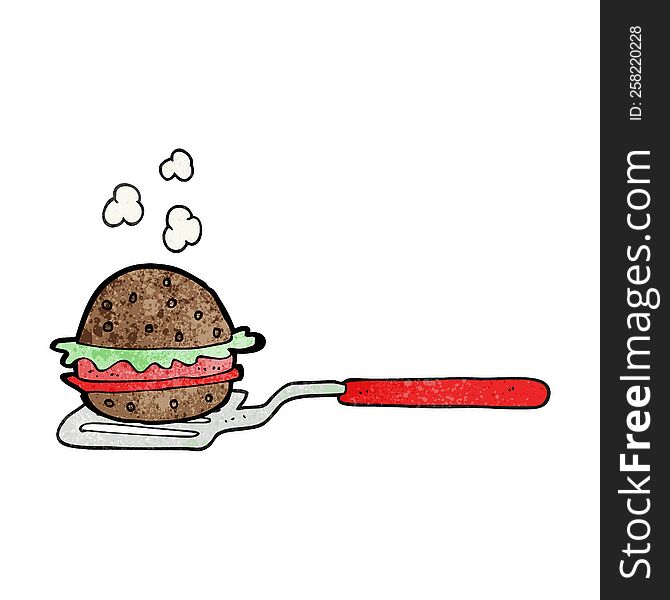freehand textured cartoon spatula with burger