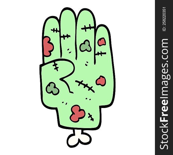 Hand Drawn Doodle Style Cartoon Zombie Hand