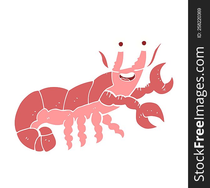 Flat Color Illustration Of A Cartoon Lobster
