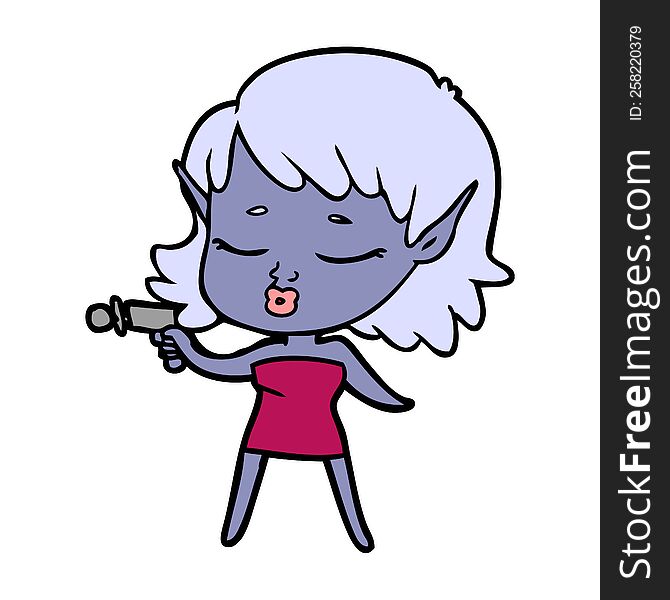 pretty cartoon alien girl with ray gun. pretty cartoon alien girl with ray gun