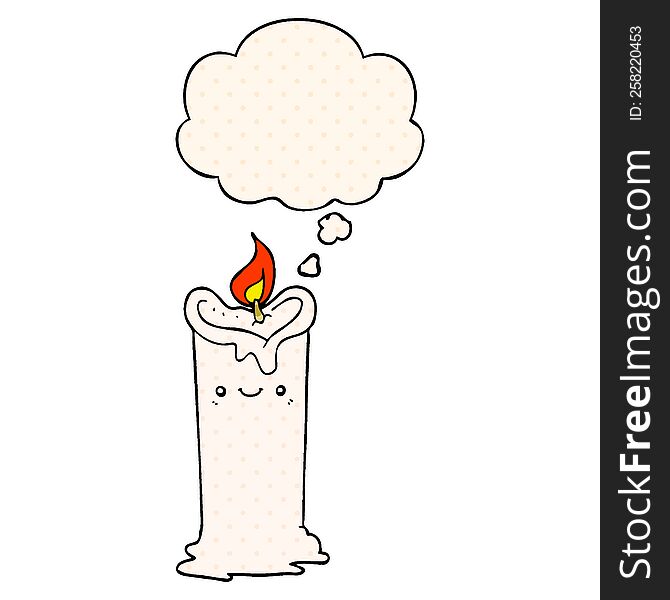 Cartoon Candle And Thought Bubble In Comic Book Style