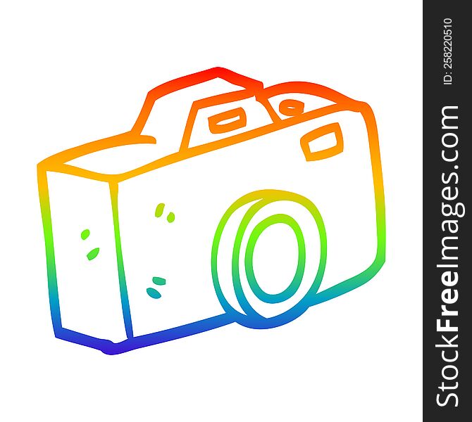 Rainbow Gradient Line Drawing Cartoon Camera