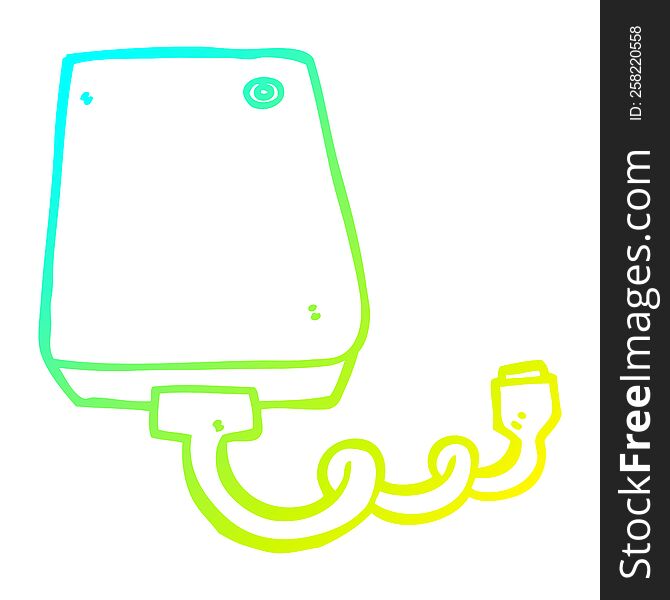 cold gradient line drawing of a cartoon hard drive
