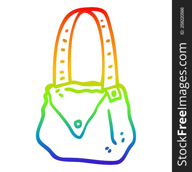 rainbow gradient line drawing of a cartoon satchel