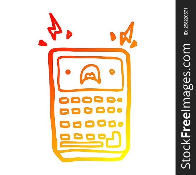 warm gradient line drawing of a cartoon calculator