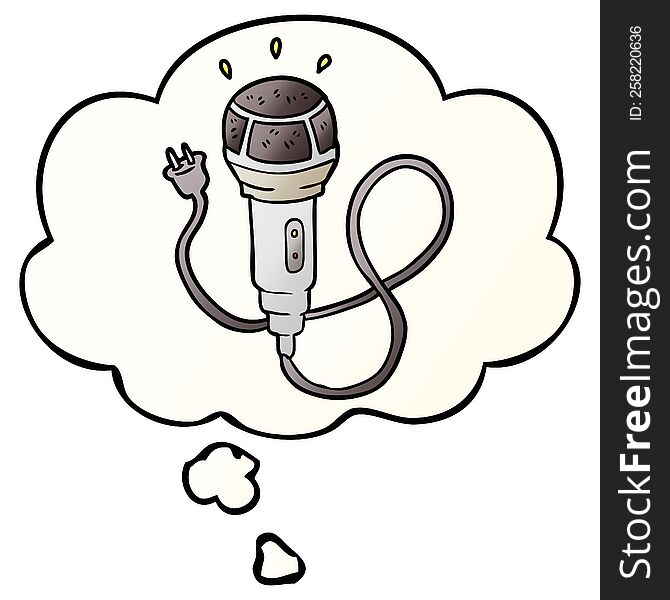 cartoon microphone with thought bubble in smooth gradient style